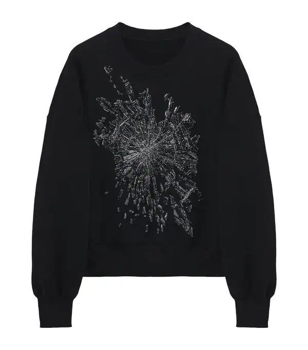 Alexander McQueen o1srvl11e0326 Smashed Screen Embroidered Sweater Black/White Size S / US 4 / IT 40 - 1 Thumbnail