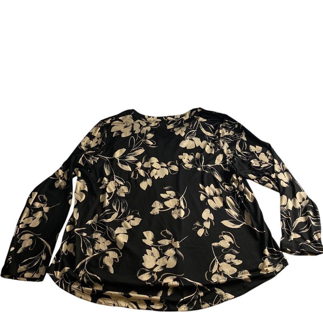 Other Floral Black Beige Long Sleeve Blouse Zac & Rachel 1X Size XXL / US 16-18 / IT 52-54 - 6 Thumbnail