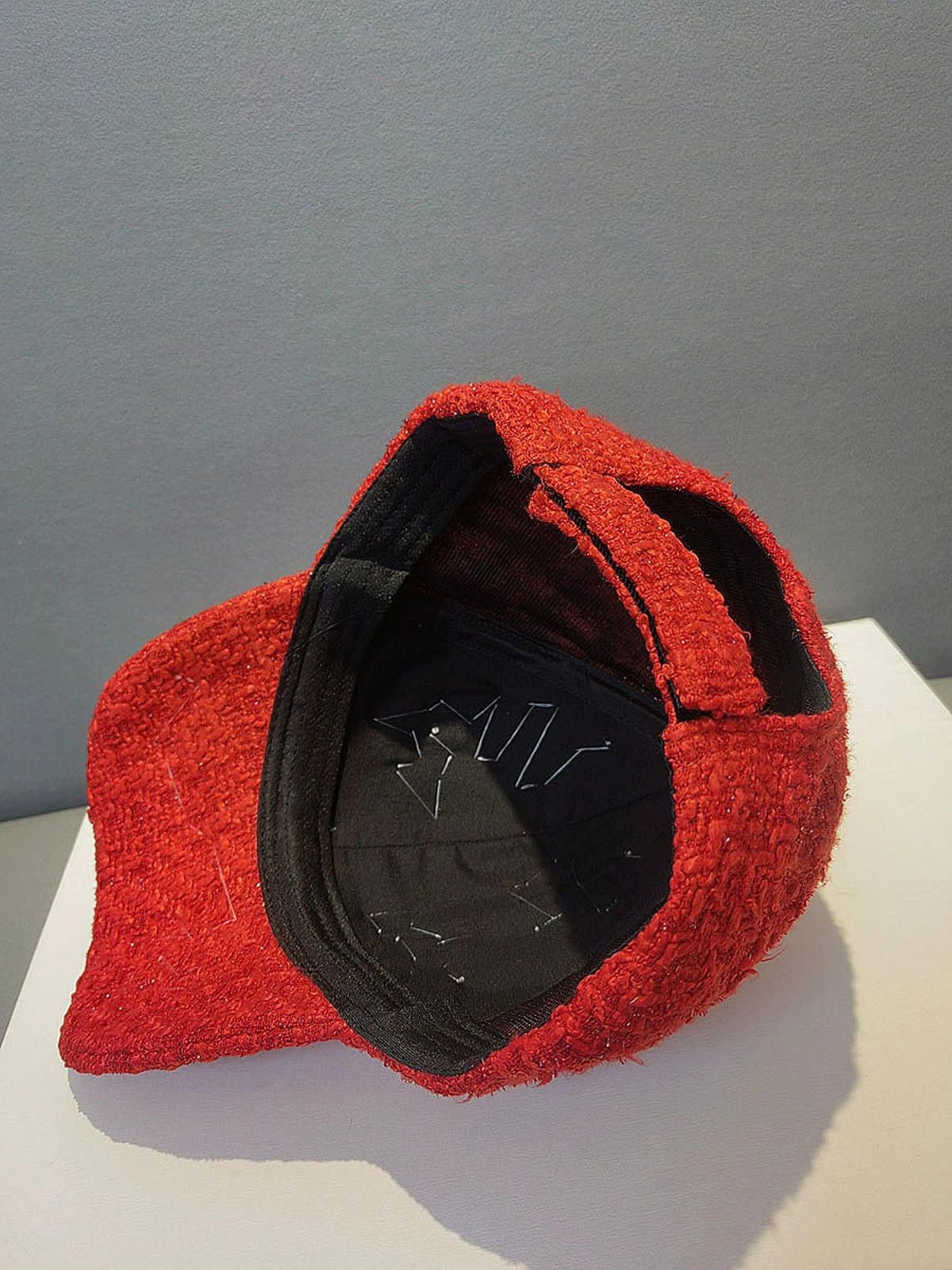 Other Red Embellished Rhinestone Tweed Baseball Cap Size ONE SIZE - 10 Thumbnail