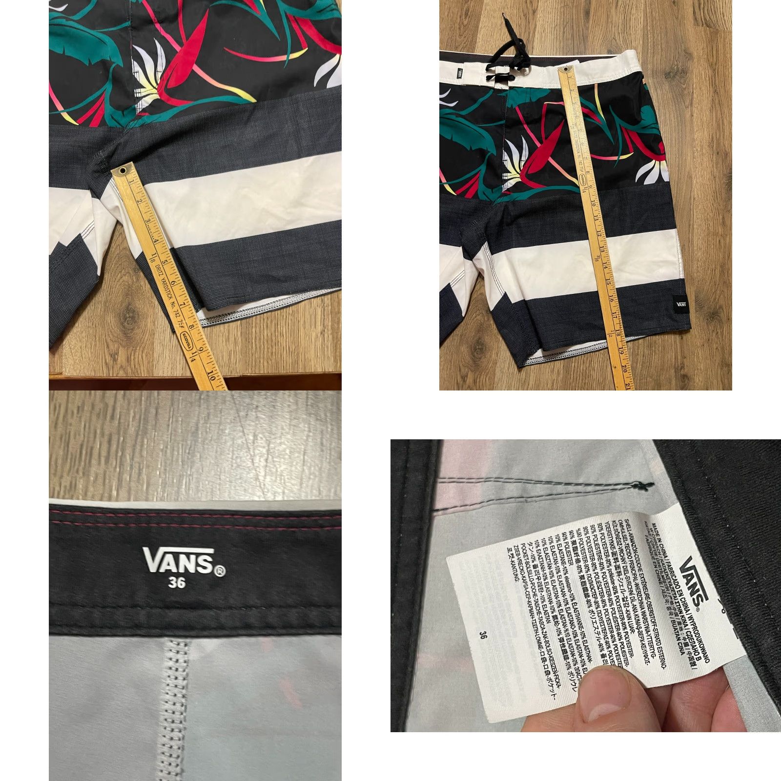 Vans VANS Shorts Men's 36 Black White Swim Trunks Drawstring Trunks Colorful Floral Pattern Multicolor 36 Mens Size US 36 / EU 52 - 8 Thumbnail