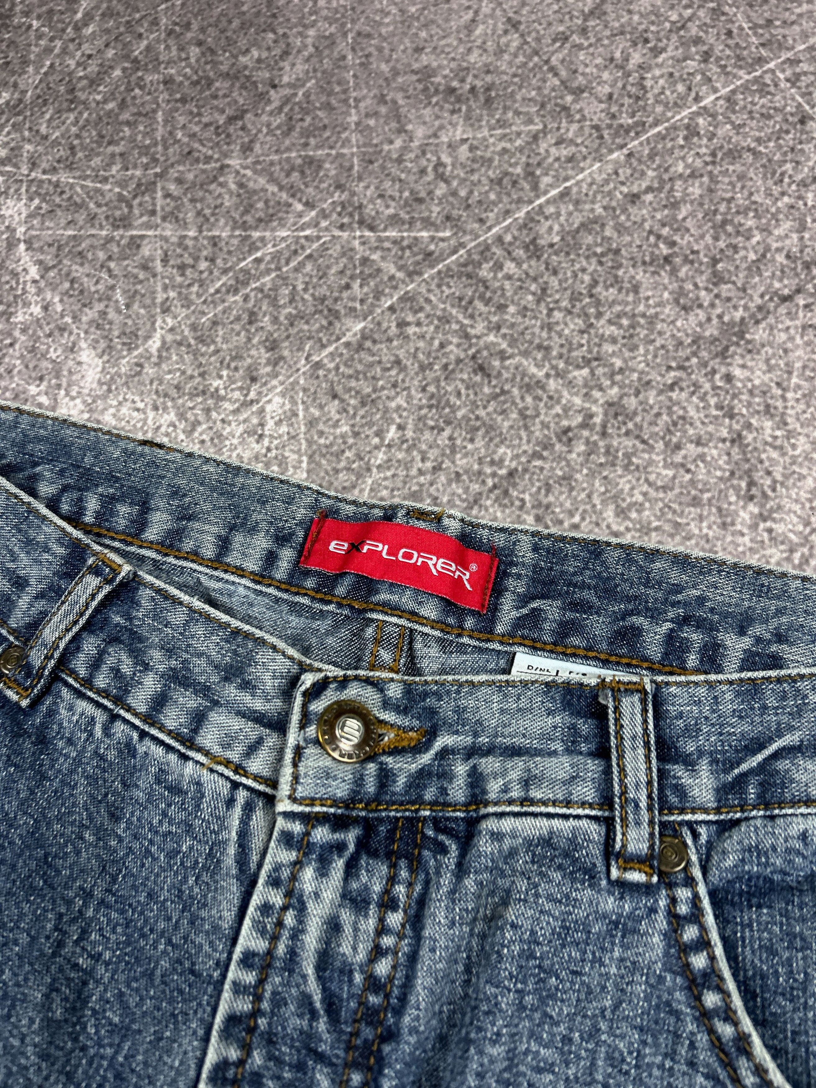 Vintage Y2K Wide Leg Panel Denim Jeans Baggy Skater Distressed Fade Size US 32 / EU 48 - 8 Thumbnail