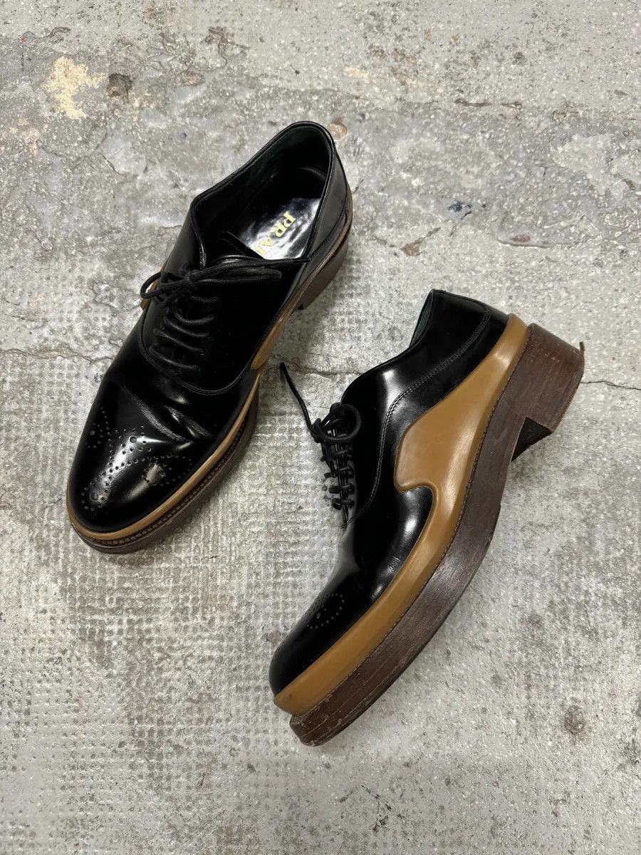 Prada FW2015 Prada Black Brixen Derbies Leather Shoes Size US 8.5 / IT 38.5 - 7 Thumbnail