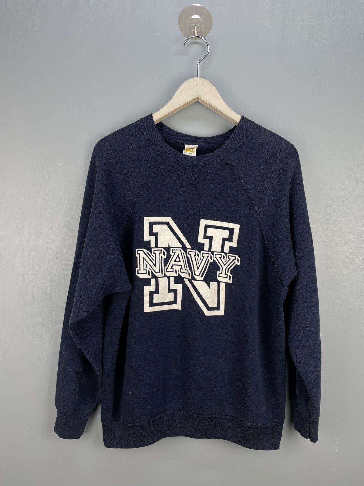 Vintage Vintage 70s NAVY sweatshirt Size US L / EU 52-54 / 3 - 1 Thumbnail