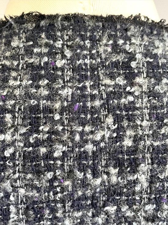 Vintage Navy Blue Gray Tweed Cropped Wool Blend Lady Blazer 🇨🇦 Size S / US 4 / IT 40 - 10 Thumbnail
