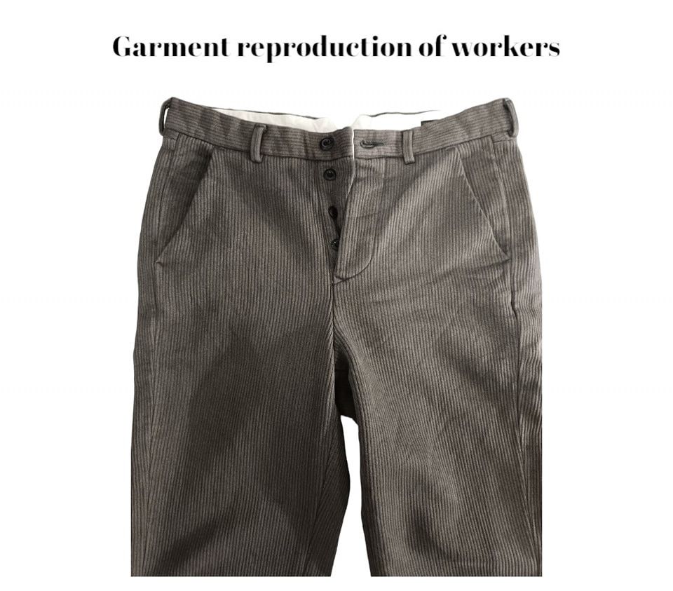 image of Garment Reproduction Of Workers in Grey Stripe, Men's (Size 34)