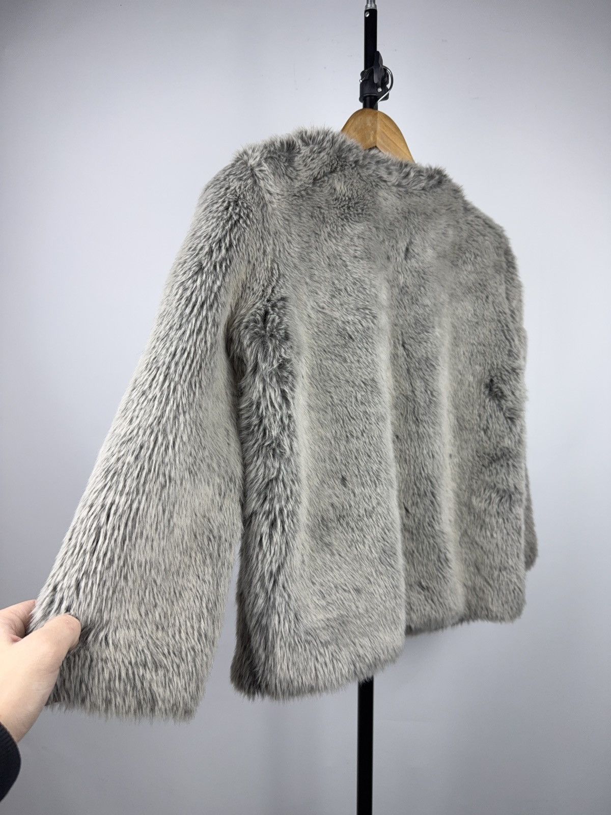 Benetton Y2K Avant Garde Benetton Grey Faux Fur Luxury Jacket Size S / US 4 / IT 40 - 12 Thumbnail