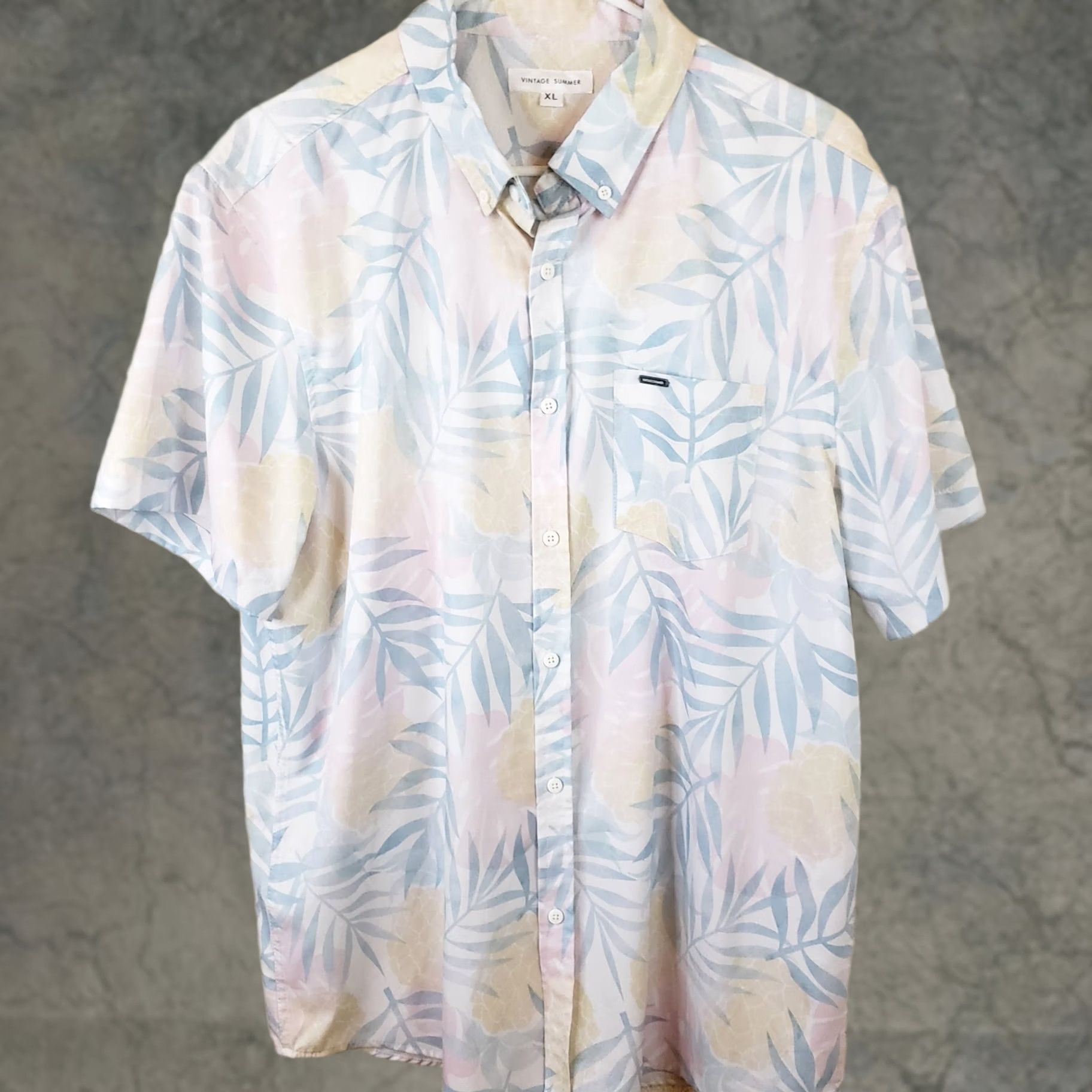 Vintage VINTAGE Hawaiian Shirt Mens XL Blue Floral Beachy Camp Tiki Enow Poly Spandex Shirt (Vintage Summer) Size US XL / EU 56 / 4 - 1 Thumbnail