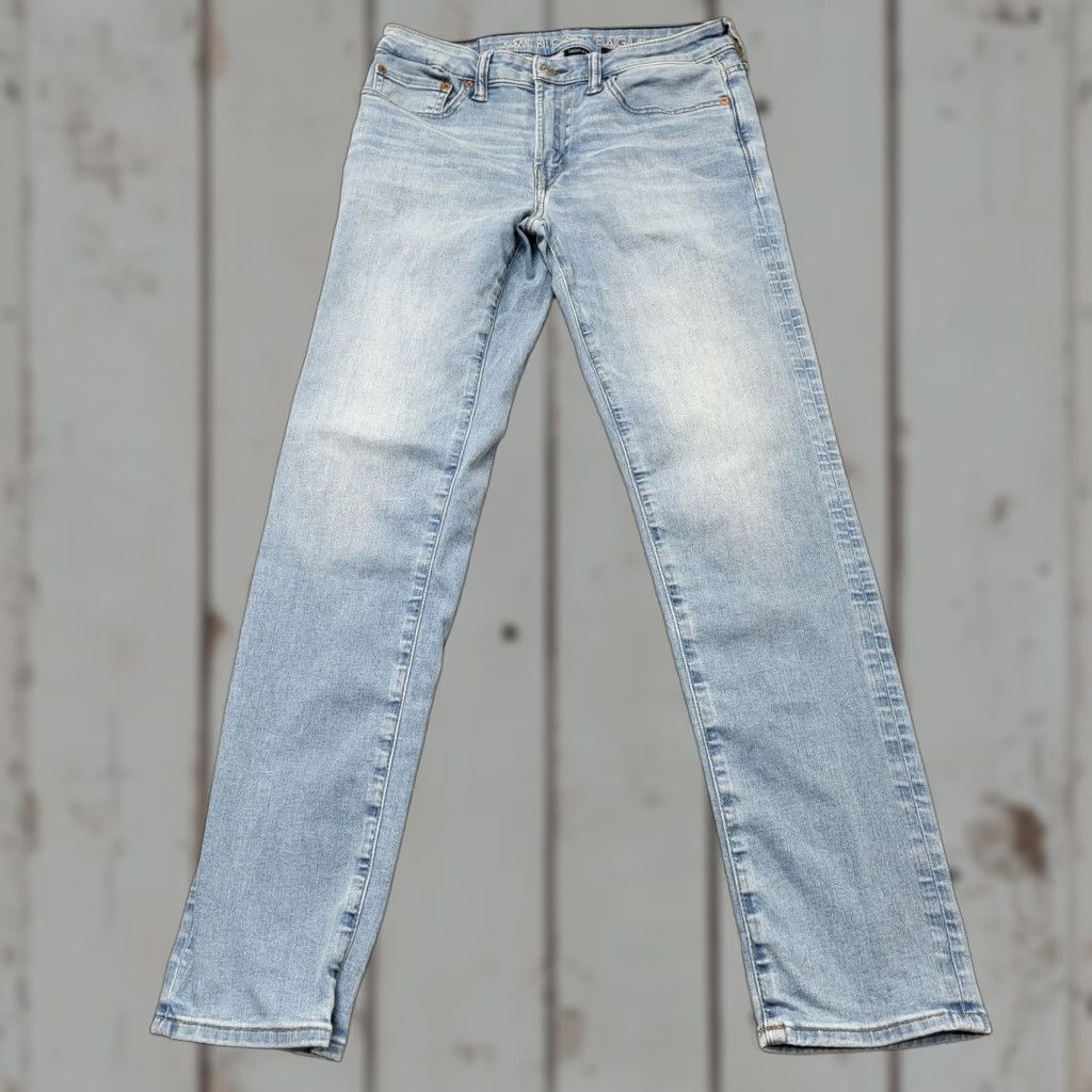 American Eagle Outfitters American Eagle Outfitters Jeans Men's 29x32 Easy Flex Skinny Mid Rise Blue Denim Distressed No Size US 29 - 1 Thumbnail