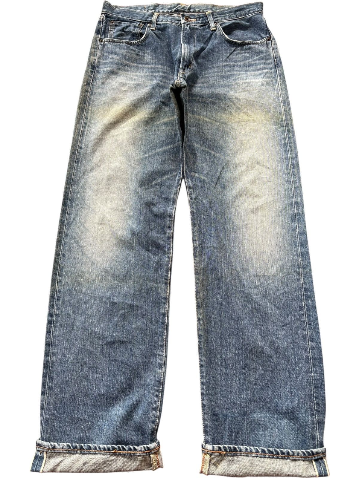 Edwin Vintage Edwin 505X Selvedge Faded Distress Baggy Jeans Size US 34 / EU 50 - 1 Thumbnail