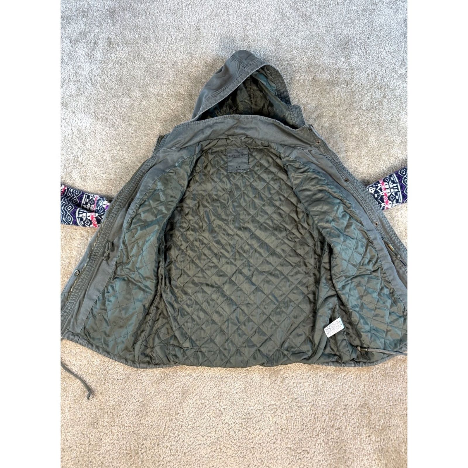 Vintage Aeropostale Womens Jacket Green Canvas Hooded Sweater Sleeves Cotton M Size M / US 6-8 / IT 42-44 - 2 Thumbnail
