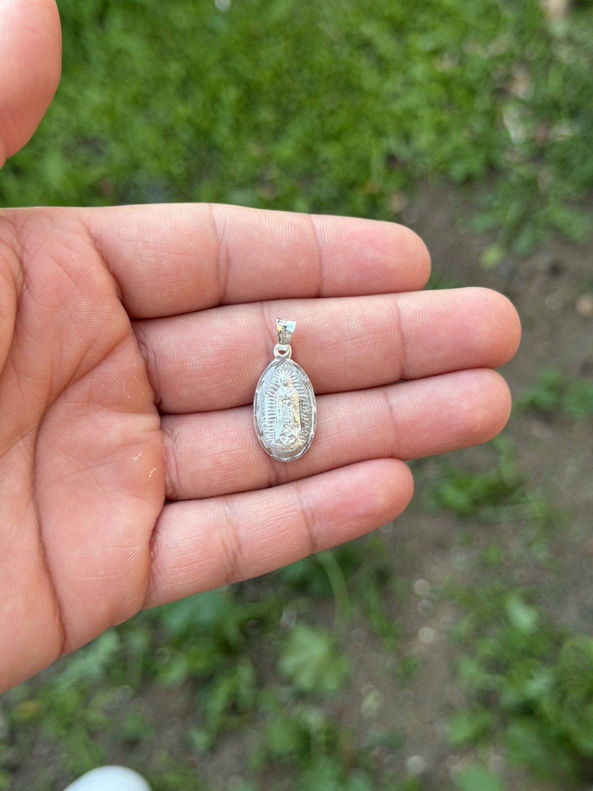 Sterling Silver Silver double-sided Sagrado Corazón & Virgin Mary pendant Size ONE SIZE - 6 Thumbnail