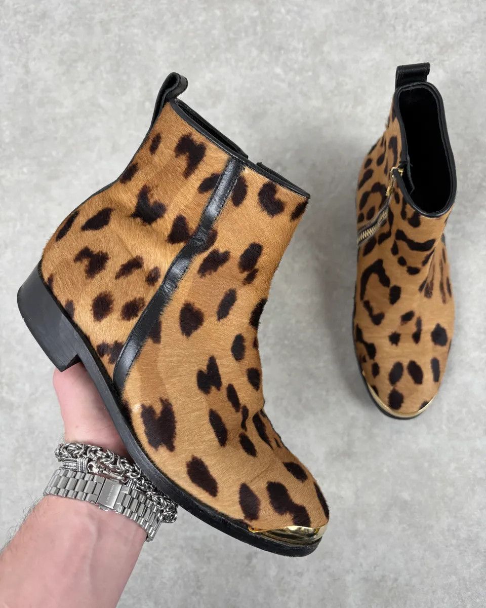 Balmain 2010s Balmain Leopard Print Fur Leather Boots Size US 7 / IT 37 - 1 Thumbnail