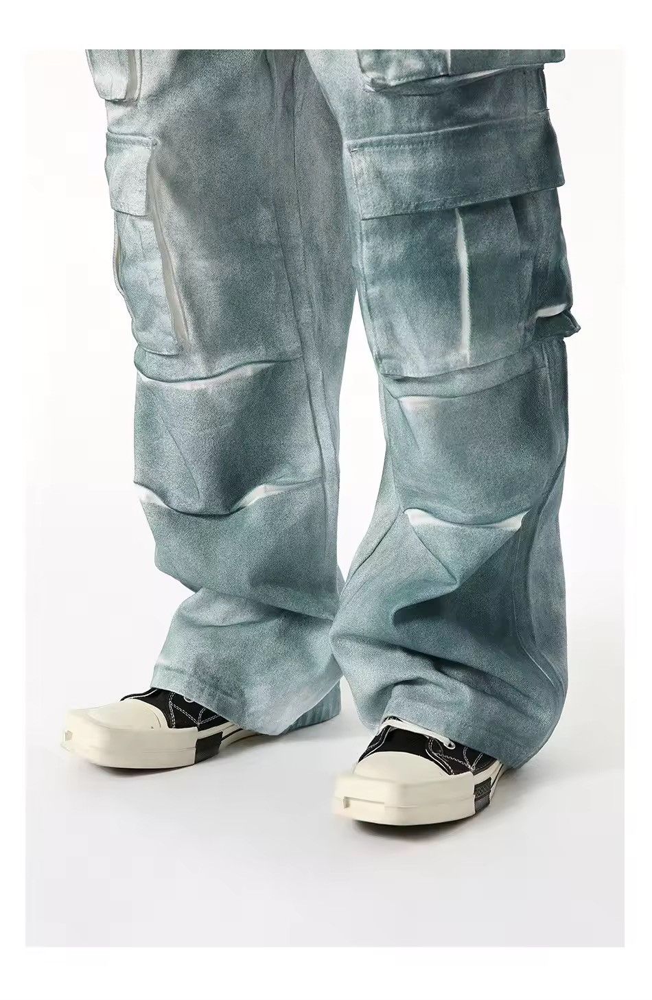 Jean Design Cargo Pockets Baggy Washed Y2k Jeans Size US 33 - 7 Thumbnail