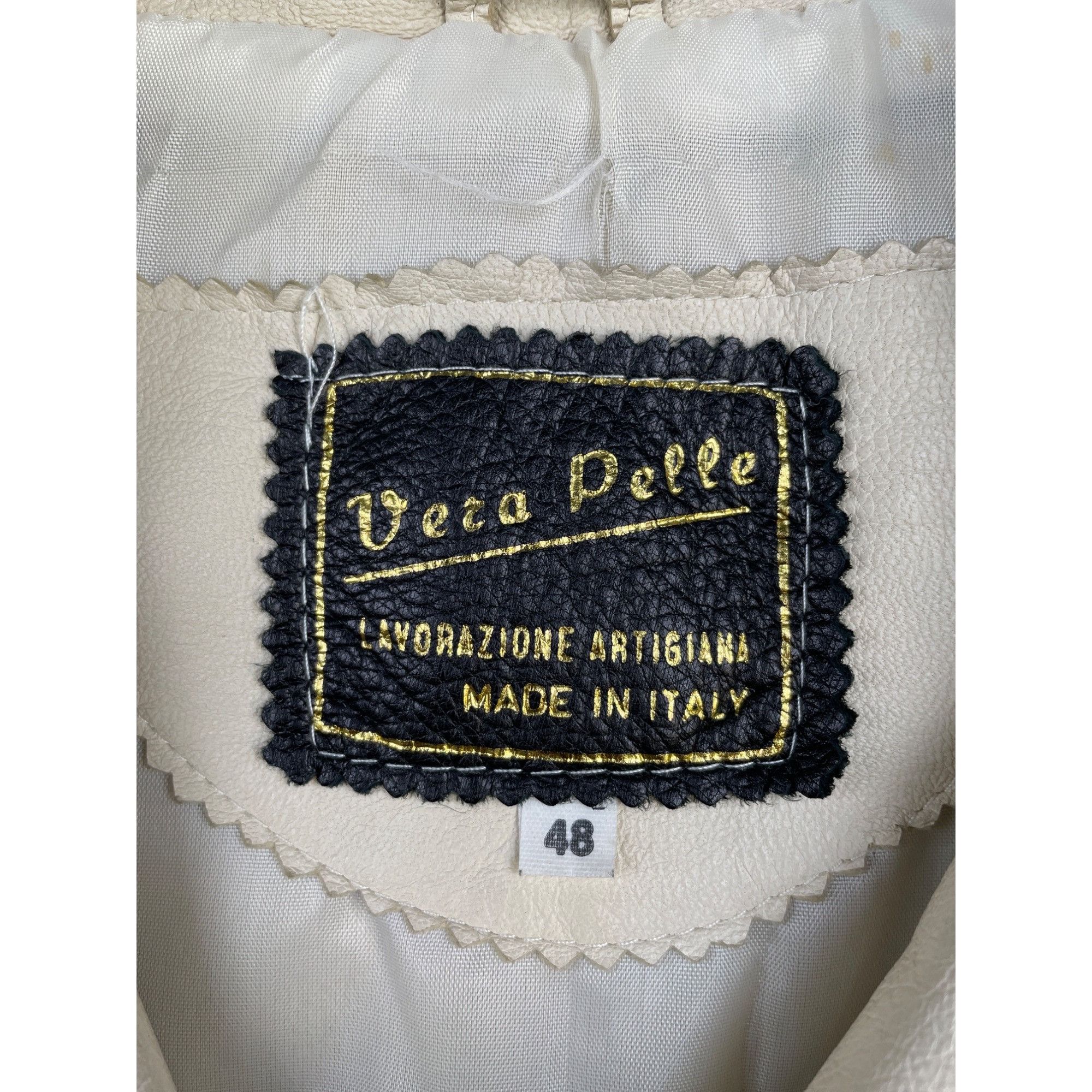 Vera Pelle Vera Pelle Women's Cream Leather Zip Up Jacket Size 48-XL SK Size XL / US 12-14 / IT 48-50 - 5 Thumbnail