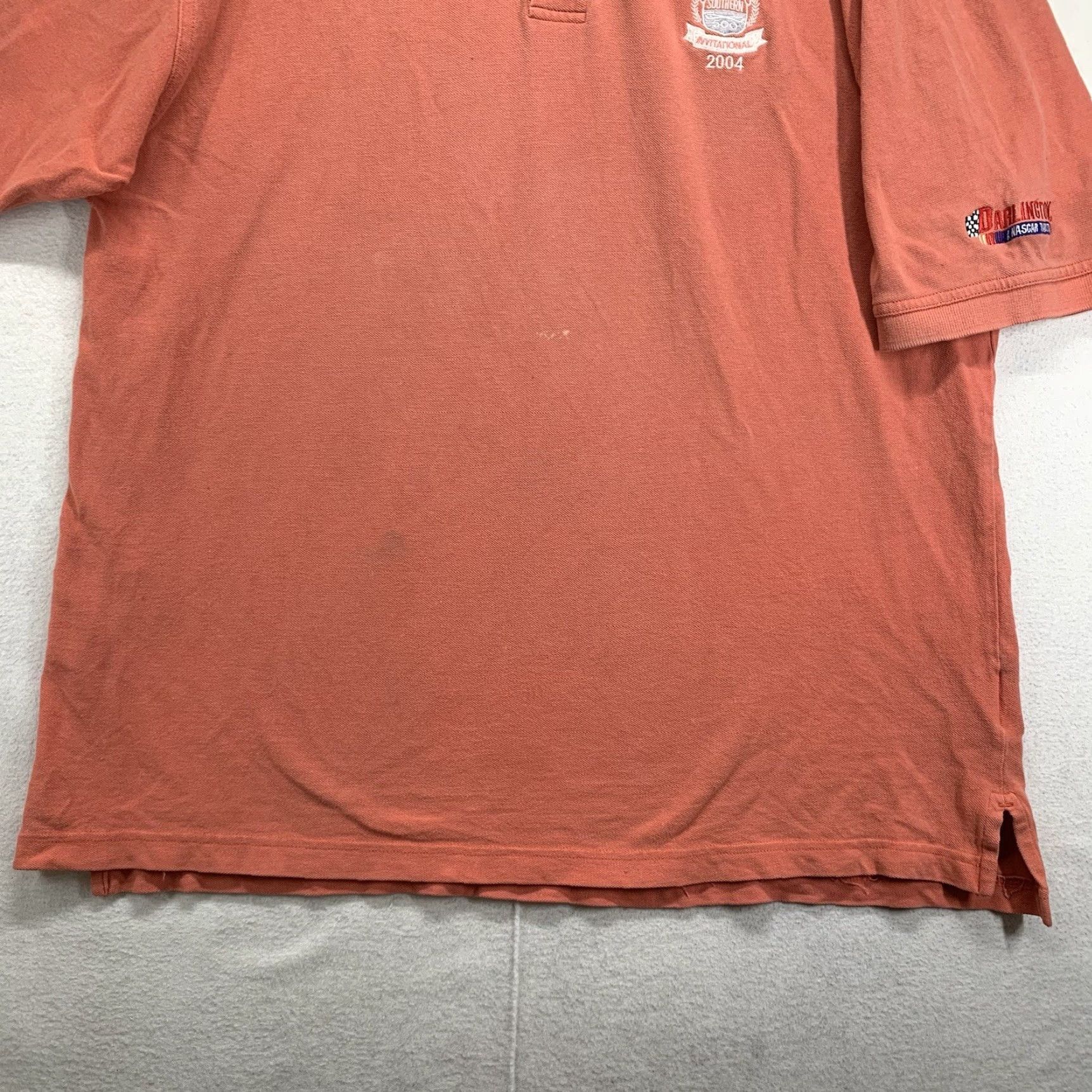 NASCAR VINTAGE Darlington Raceway NASCAR Polo Shirt Men Large Cotton Short Sleeve Coral 2004 Golf Size US L / EU 52-54 / 3 - 6 Thumbnail