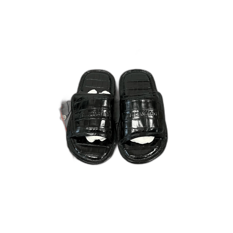 Balenciaga Balenciaga Black Crocodile Print Slide Sandals Size US 6 / IT 36 - 1 Thumbnail