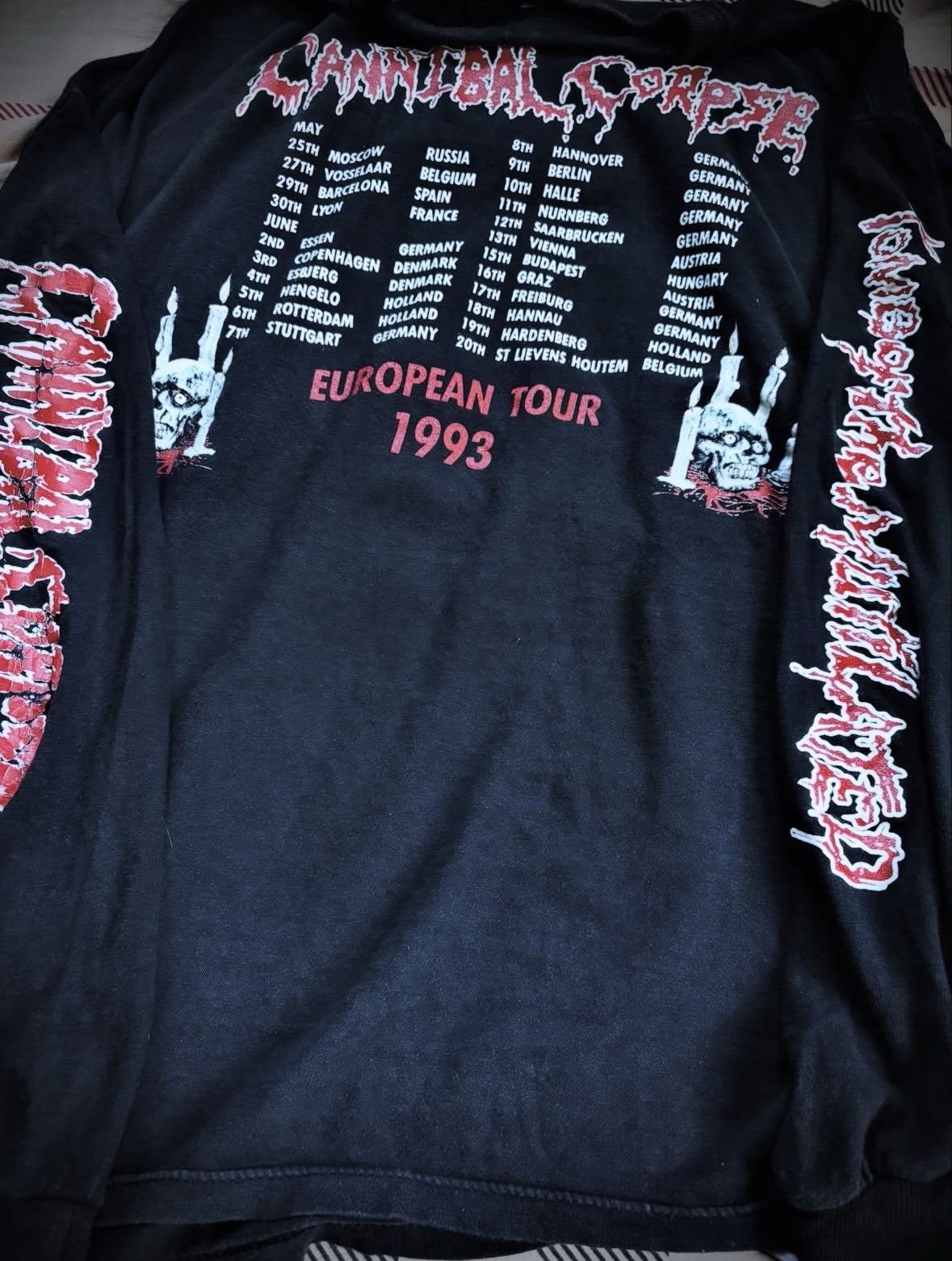 Band Tees Cannibal Corpse - European Tour 1993's Size US XL / EU 56 / 4 - 2 Thumbnail