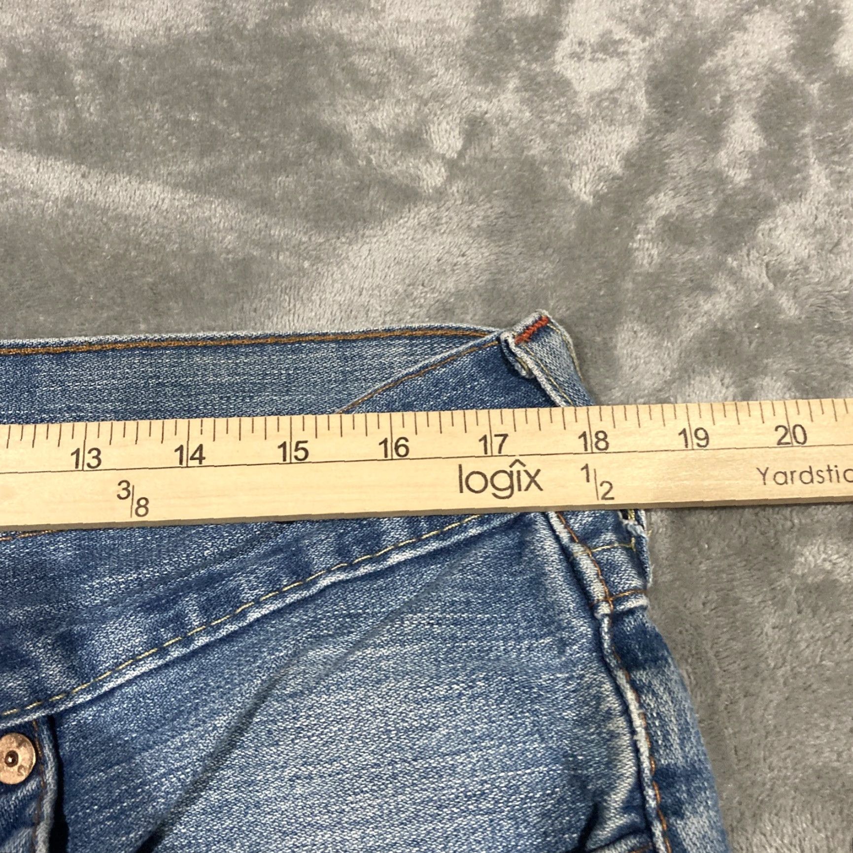True Religion VINTAGE True Religion Billy Jeans Bootcut Flap Pocket Made In USA Billy Mens 35x24 90s USA Jeans Mens Blue Cotton Denim Embroidered Inseam 24 Size US 35 - 3 Thumbnail