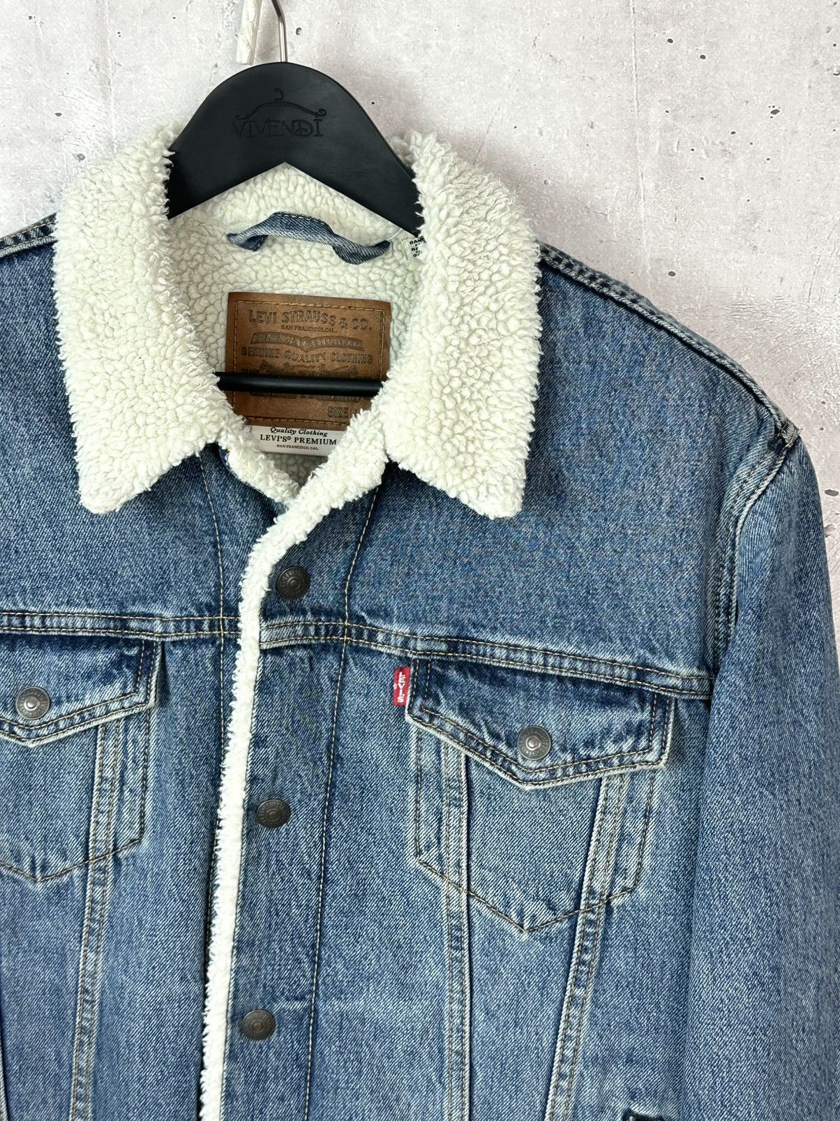 Levi's Levi’s Premium Sherpa Lined Denim Blue Trucker Snap Jacket Size US M / EU 48-50 / 2 - 3 Thumbnail