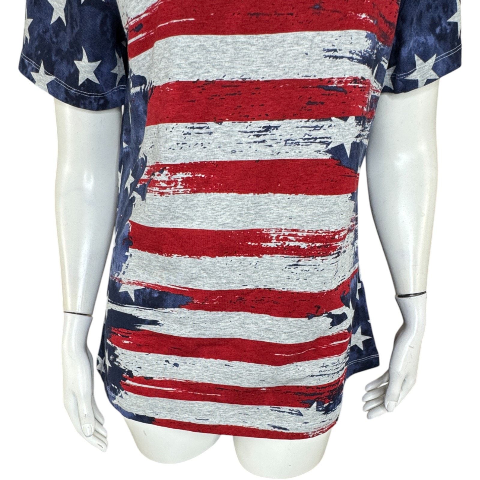 Denim & Co. Denim & Co. American Flag Short Sleeve V-Neck Top Small Size S / US 4 / IT 40 - 9 Thumbnail