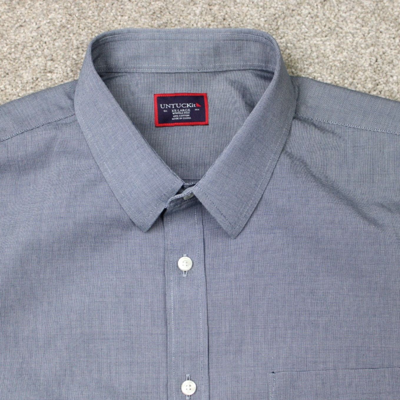 UNTUCKit UNTUCKit Shirt Mens 2XL Blue Button-Up Long Sleeve Cotton Wrinkle-Resistant Size US XXL / EU 58 / 5 - 4 Thumbnail