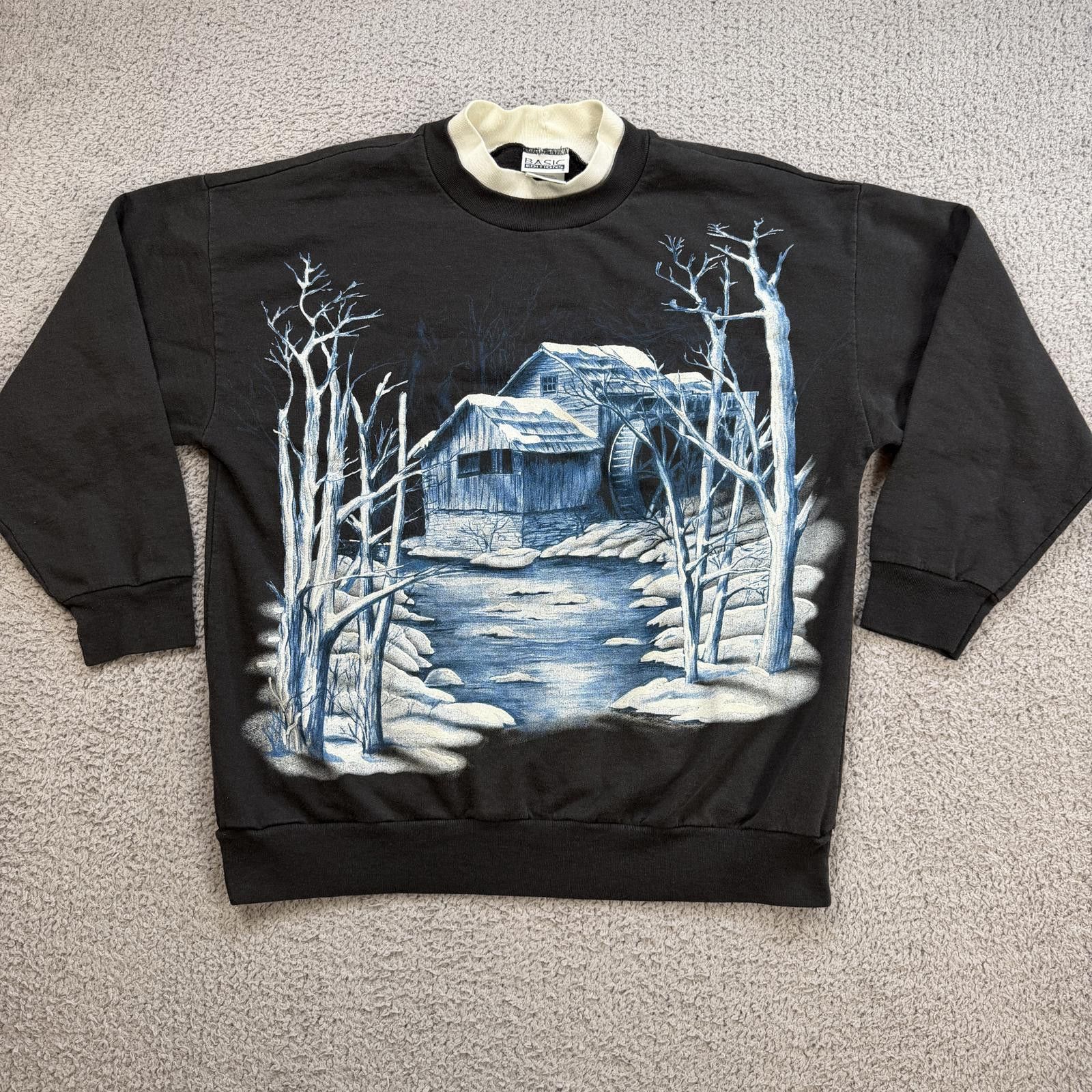 Basic Editions Vintage Winter Watermill Landscape Crewneck Sweatshirt L Size US L / EU 52-54 / 3 - 1 Thumbnail