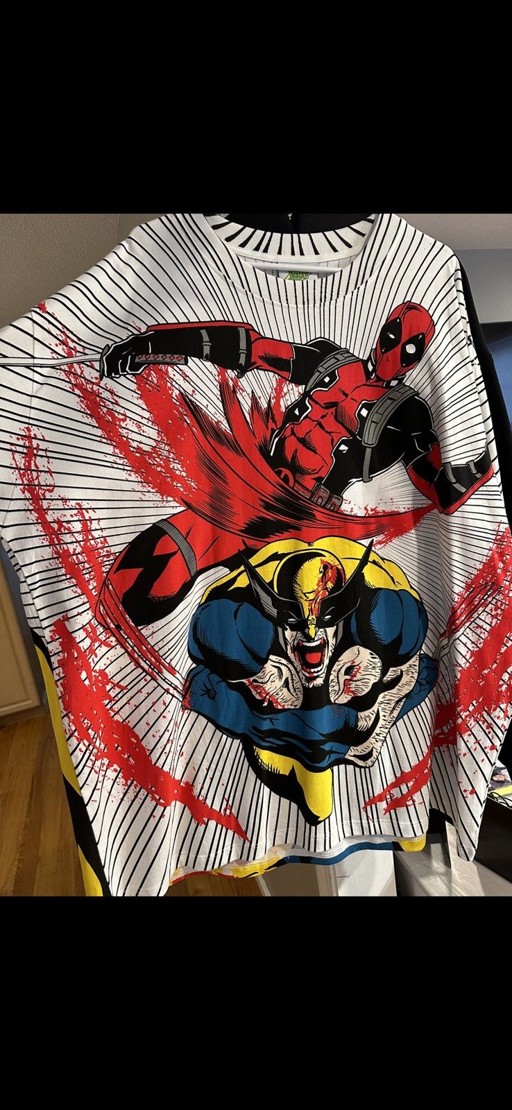 image of Marvel Comics Chronic Images Aop Deadpool Vs Wolverine Front And Back 3Xl in White, Men's (Size 2XL