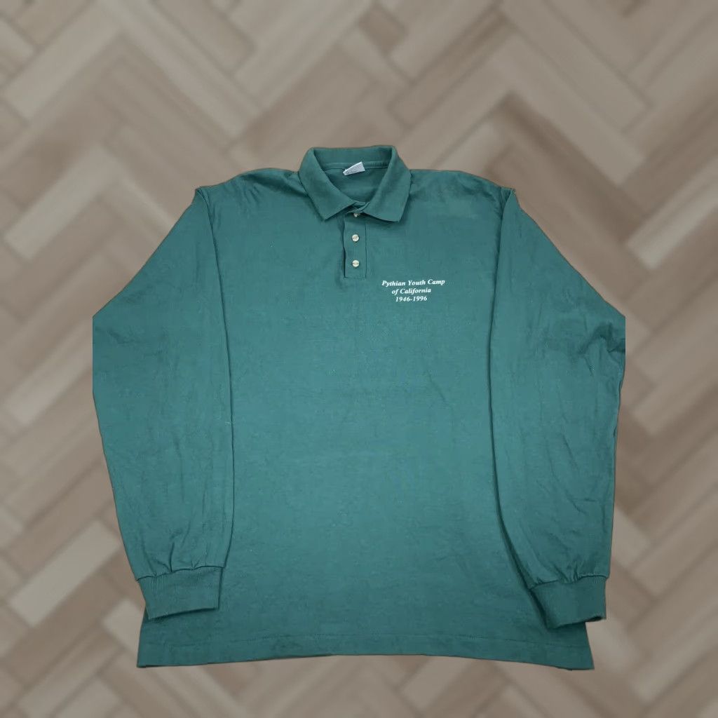 Vintage VINTAGE 90s Nature Trees Mountain California Long Sleeve Polo XL Green Mens VTG 2766 Size US XL / EU 56 / 4 - 1 Thumbnail