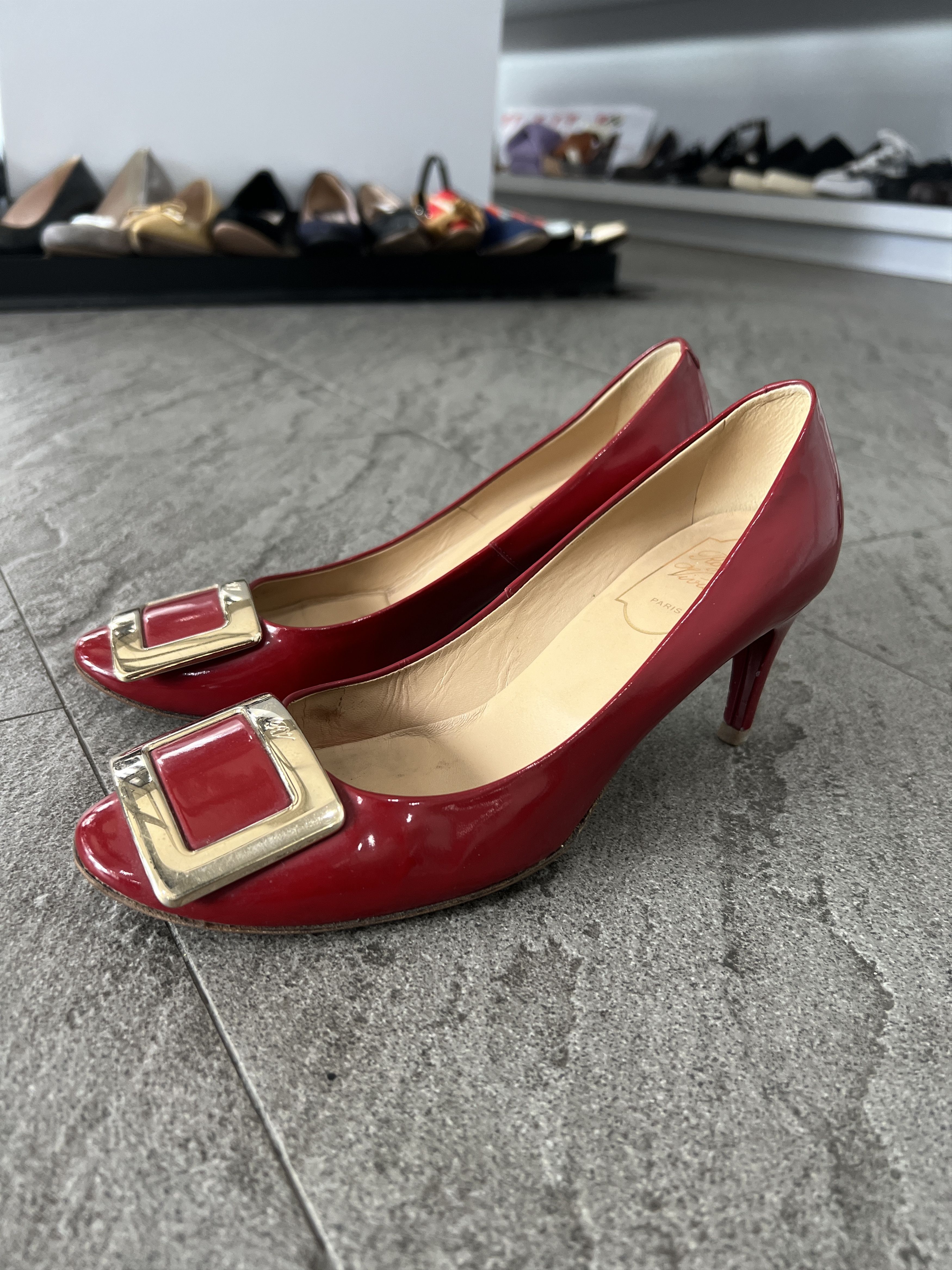 Roger Vivier Roger Vivier Red Patent Buckle Heels Pumps 36.5 Size US 6.5 / IT 36.5 - 1 Thumbnail