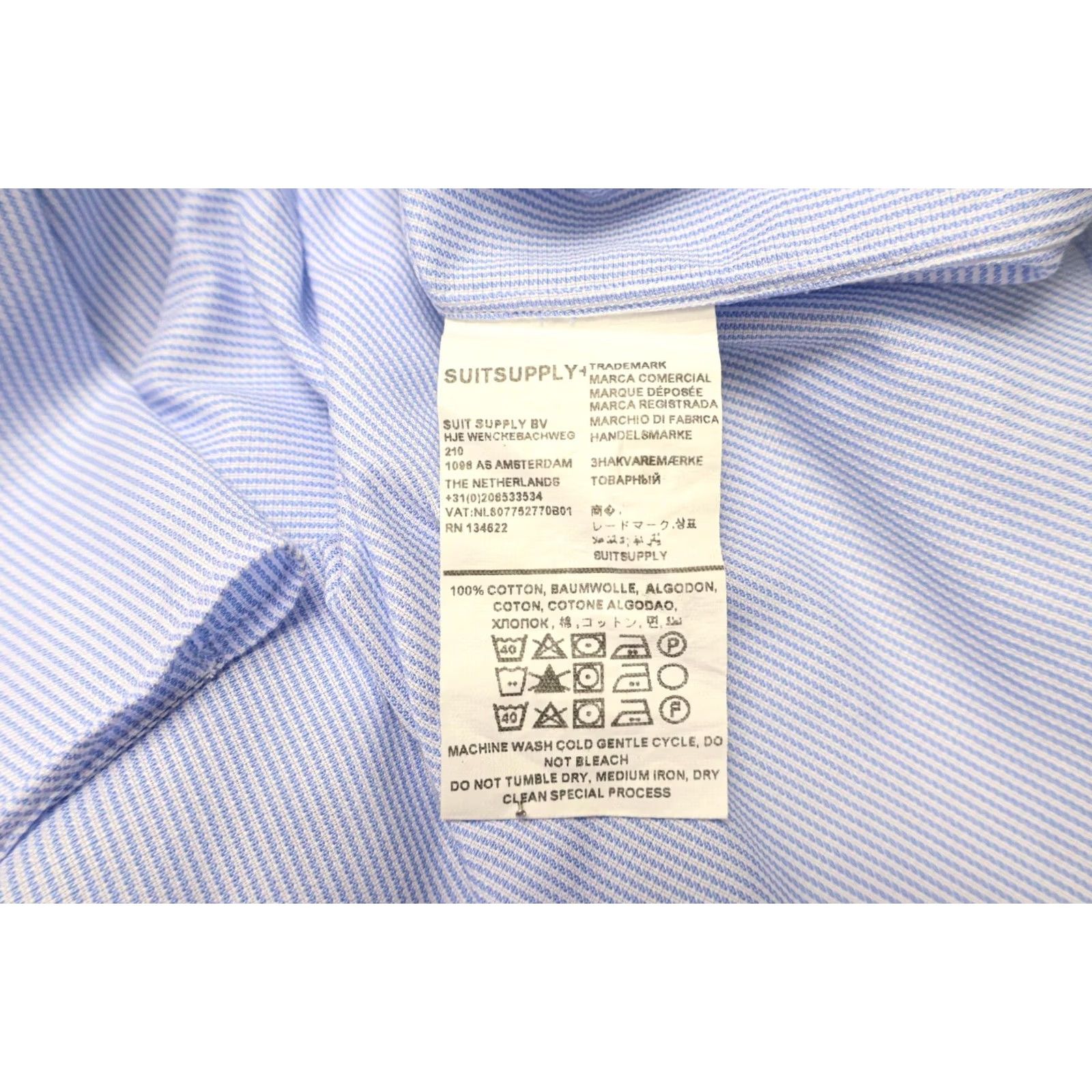 Suitsupply Suitsupply Men's Formal Shirt Slim Fit Blue Pinstripe 45/17 3/4 Size 48R - 7 Thumbnail