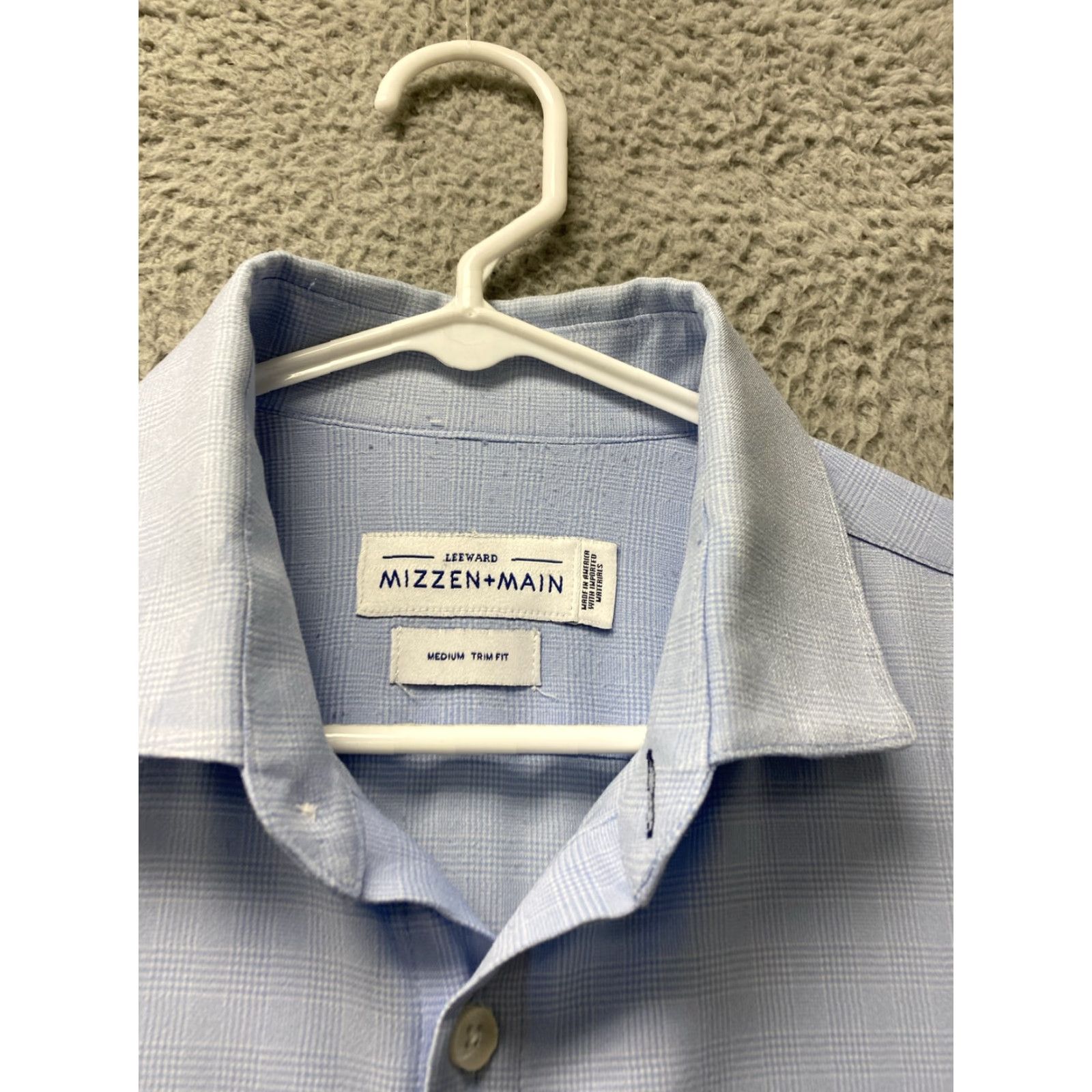 Mizzen+Main Mizzen+Main Button-Up Shirt Mens Large Long Sleeve Fit Blue Plaid /44-87 Button-Down Collar Size US L / EU 52-54 / 3 - 5 Thumbnail