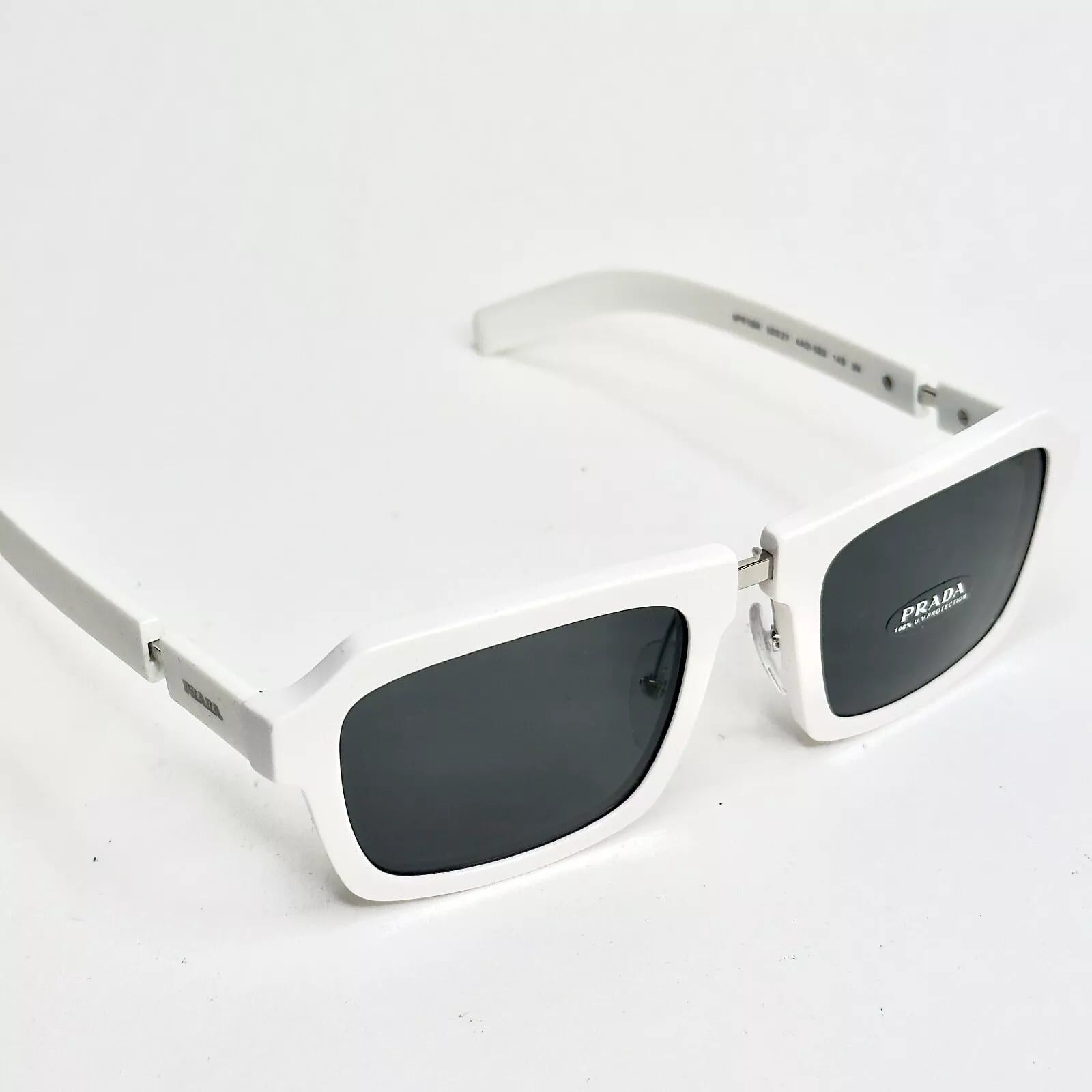 Prada PRADA DUPLE Rectangular PR09XS White Fashion Sunglasses 09X Size ONE SIZE - 6 Thumbnail