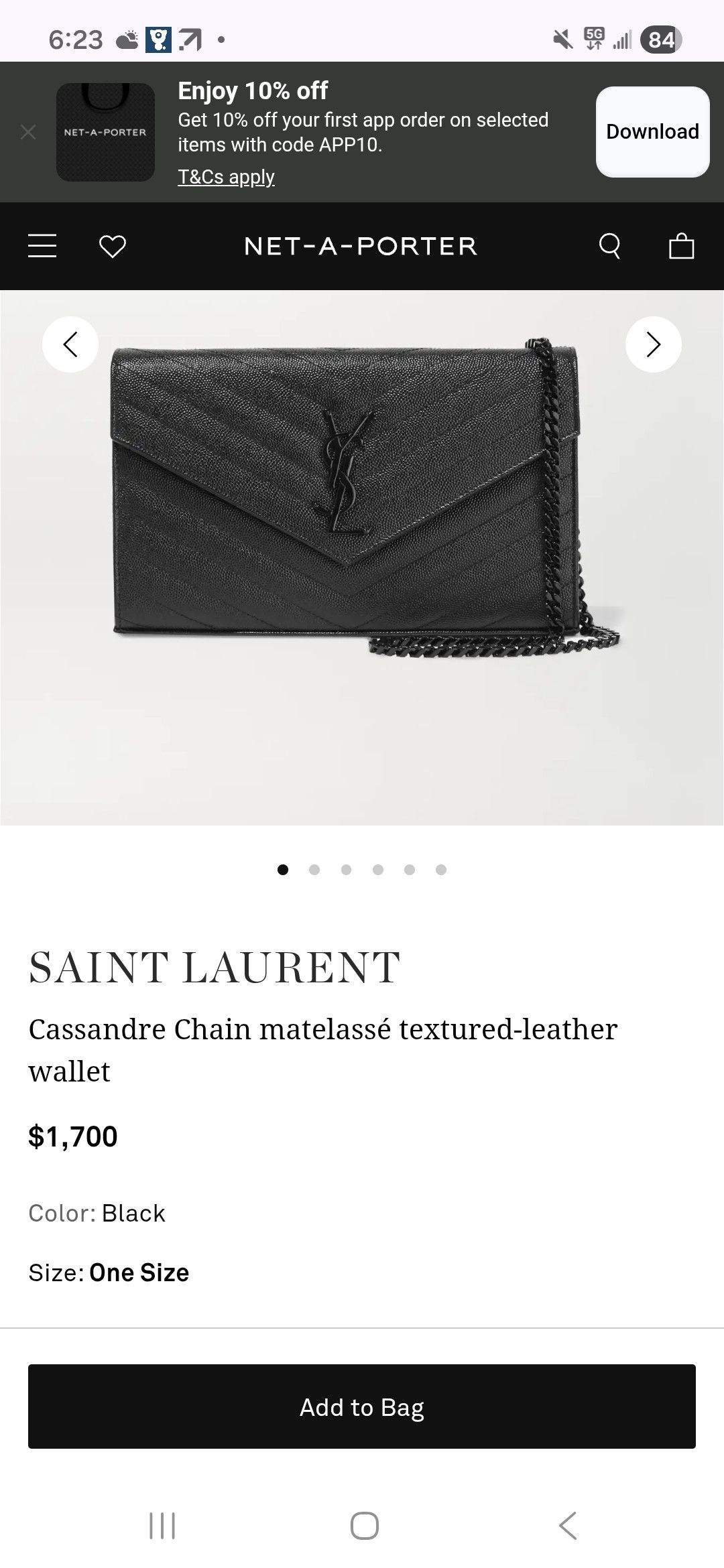 YSL CASSANDRA ENVELOPE BAG