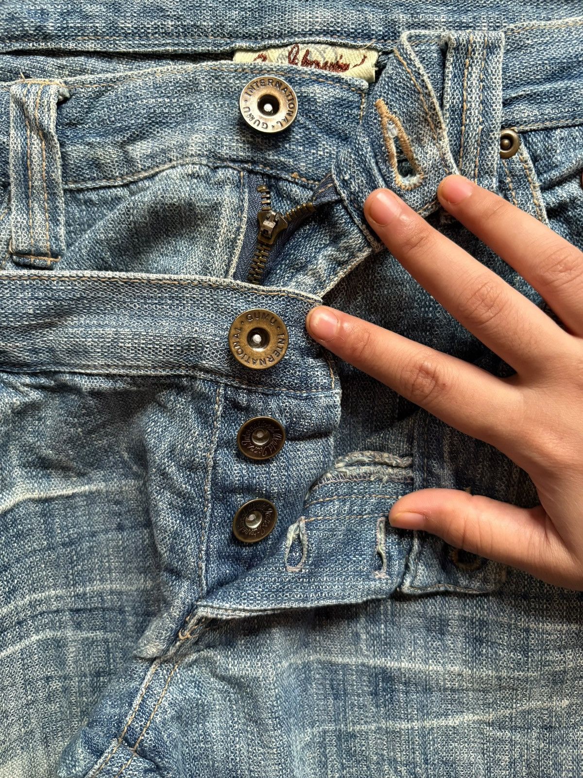 Japanese Brand Vintage Japanese Brand Double Waist Mud Wash Baggy Jeans Size US 32 / EU 48 - 3 Thumbnail