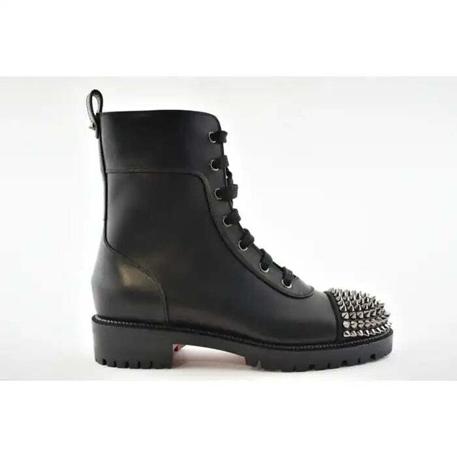 Christian Louboutin Christian Louboutin TS Croc Flat Black Calf Leather Spike Size US 6 / IT 36 - 2 Thumbnail