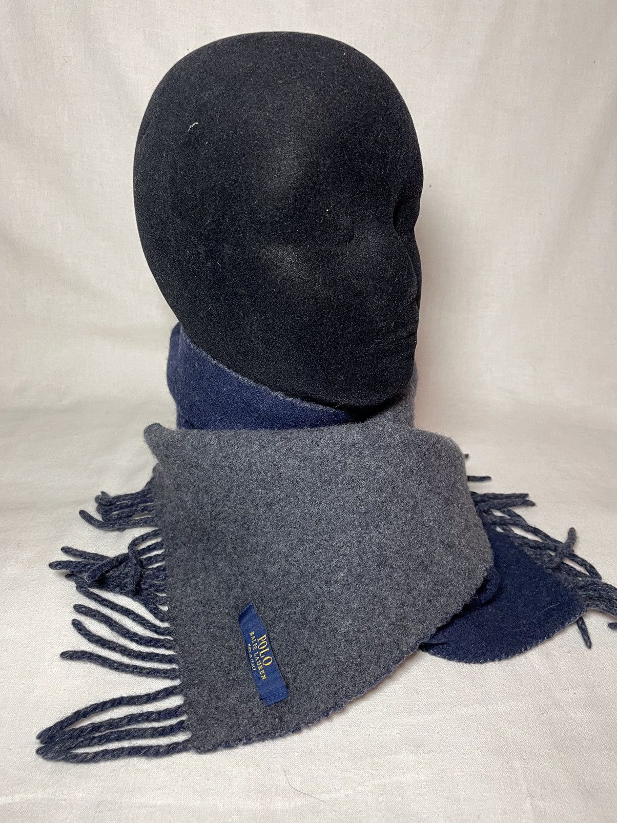 Polo Ralph Lauren × Ralph Lauren Polo Ralph Lauren navy grey wool scarf Size ONE SIZE - 7 Thumbnail