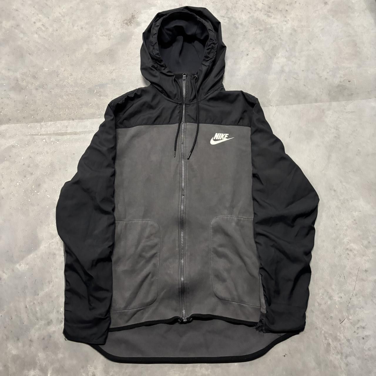 Nike × Vintage Crazy Vintage Y2K/2000s Grey Black Nike Tech Drill Essential Zip Up Hoodie! Size US XL / EU 56 / 4 - 1 Thumbnail