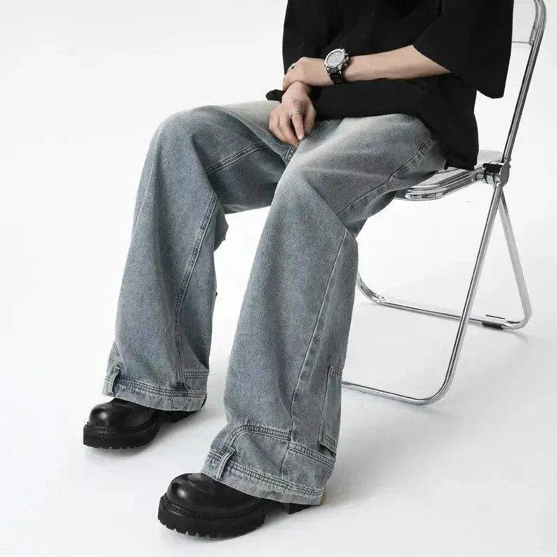 Japanese Brand Retro loose wide leg reverse jeans Size US 30 / EU 46 - 4 Thumbnail