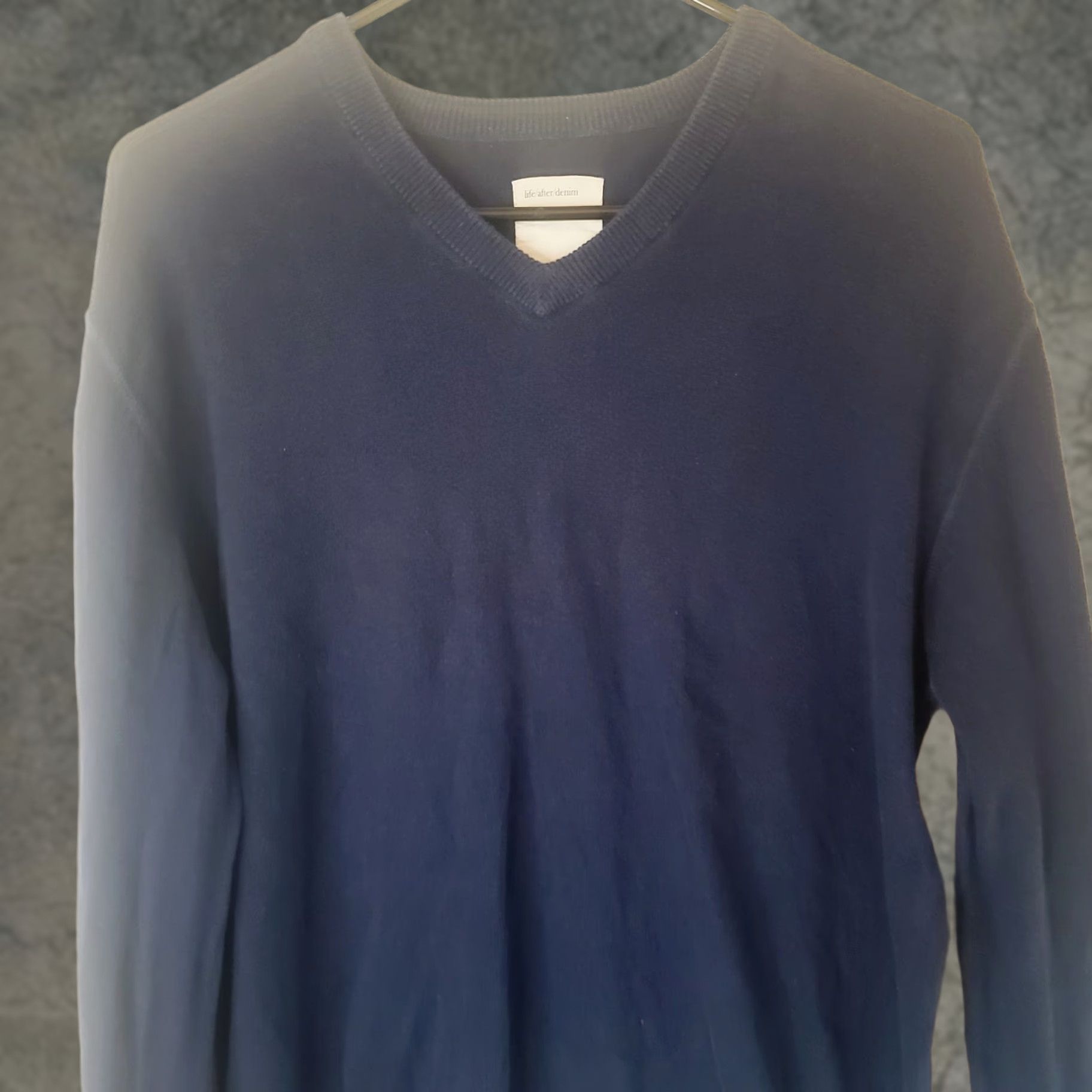 Denime Life After Denim Navy Blue V-Neck Pullover Sweater L Cotton Men Shirt/ Sweater Size US L / EU 52-54 / 3 - 1 Thumbnail