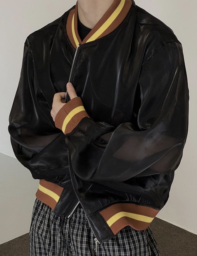 Japanese Brand × Vintage Avant garde oversized graffiti sheer mesh baseball jacket Size US XL / EU 56 / 4 - 5 Thumbnail