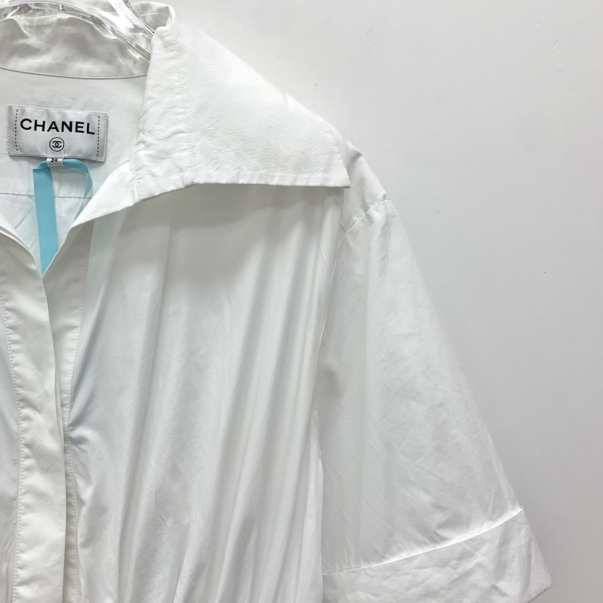 Chanel Chanel White Pleated Cotton Lapel Short Sleeve Dress K26WX Size XS / US 0-2 / IT 36-38 - 3 Thumbnail