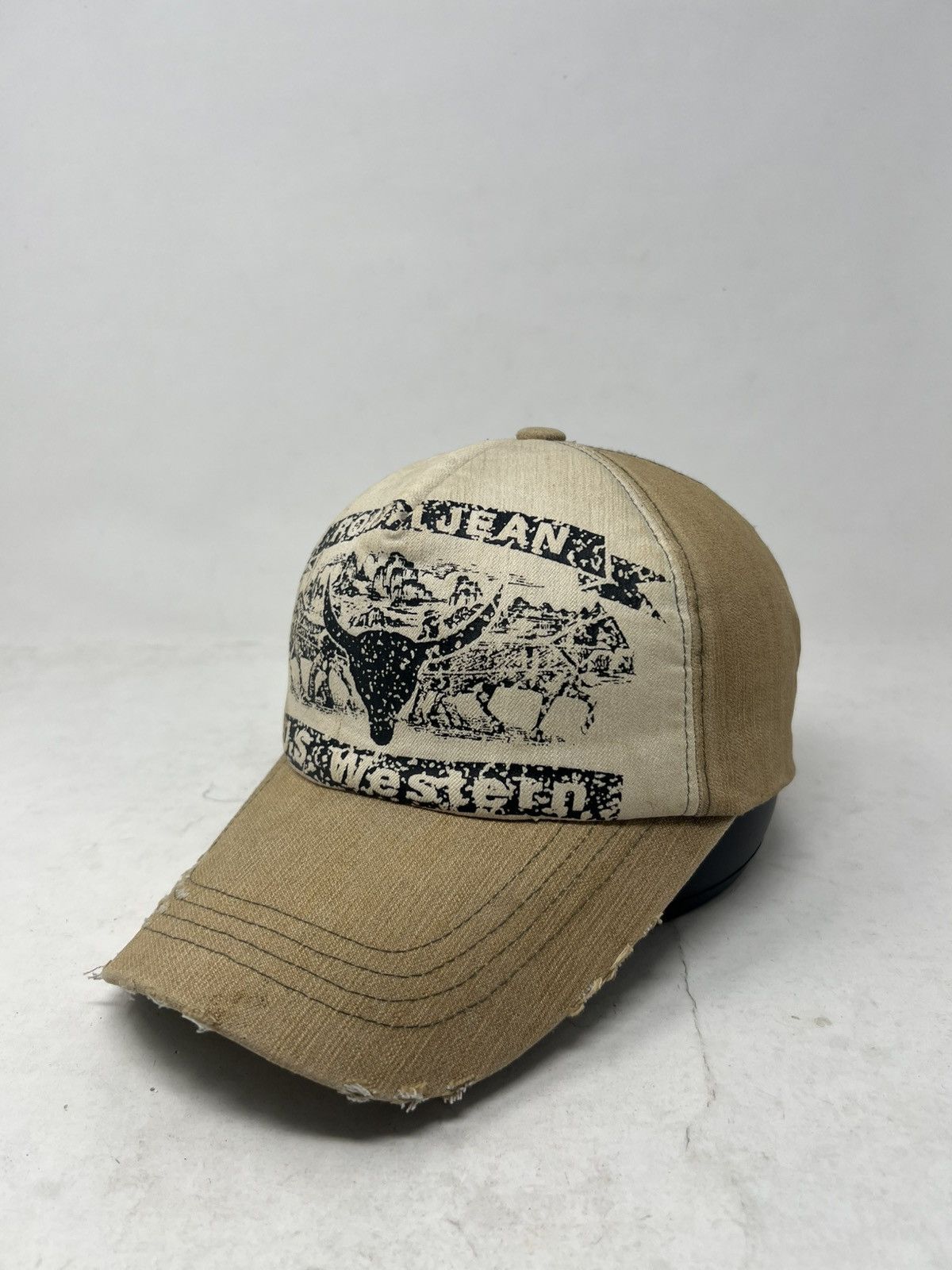 Japanese Brand U.S Western Frayed Beige Trucker Hat Size ONE SIZE - 1 Thumbnail