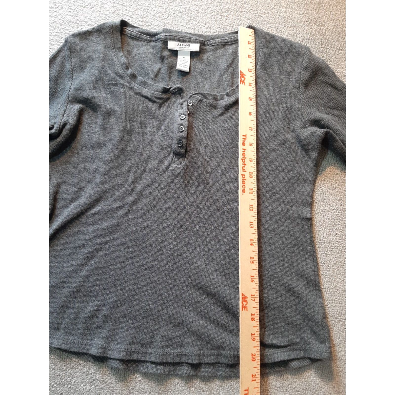 Alfani Alfani Intimates Top M Medium Long Sleeve Gray Silver Sparkles Sleepshirt Women Night Shirt Regular Solid Pattern Size M / US 6-8 / IT 42-44 - 3 Thumbnail
