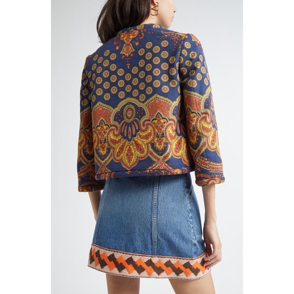 Valentino Valentino Garavani Paisley Crop Denim Jacket 38 IT 2 US NWT Size XS / US 0-2 / IT 36-38 - 3 Thumbnail