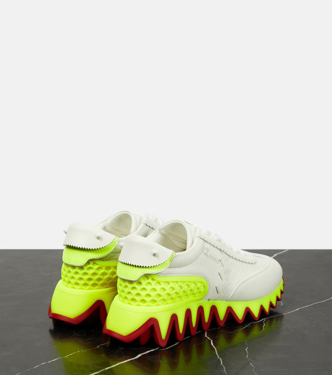 Christian Louboutin o1s1wg110924 Loubishark Sneakers in White/Yellow Size US 7 / IT 37 - 2 Thumbnail