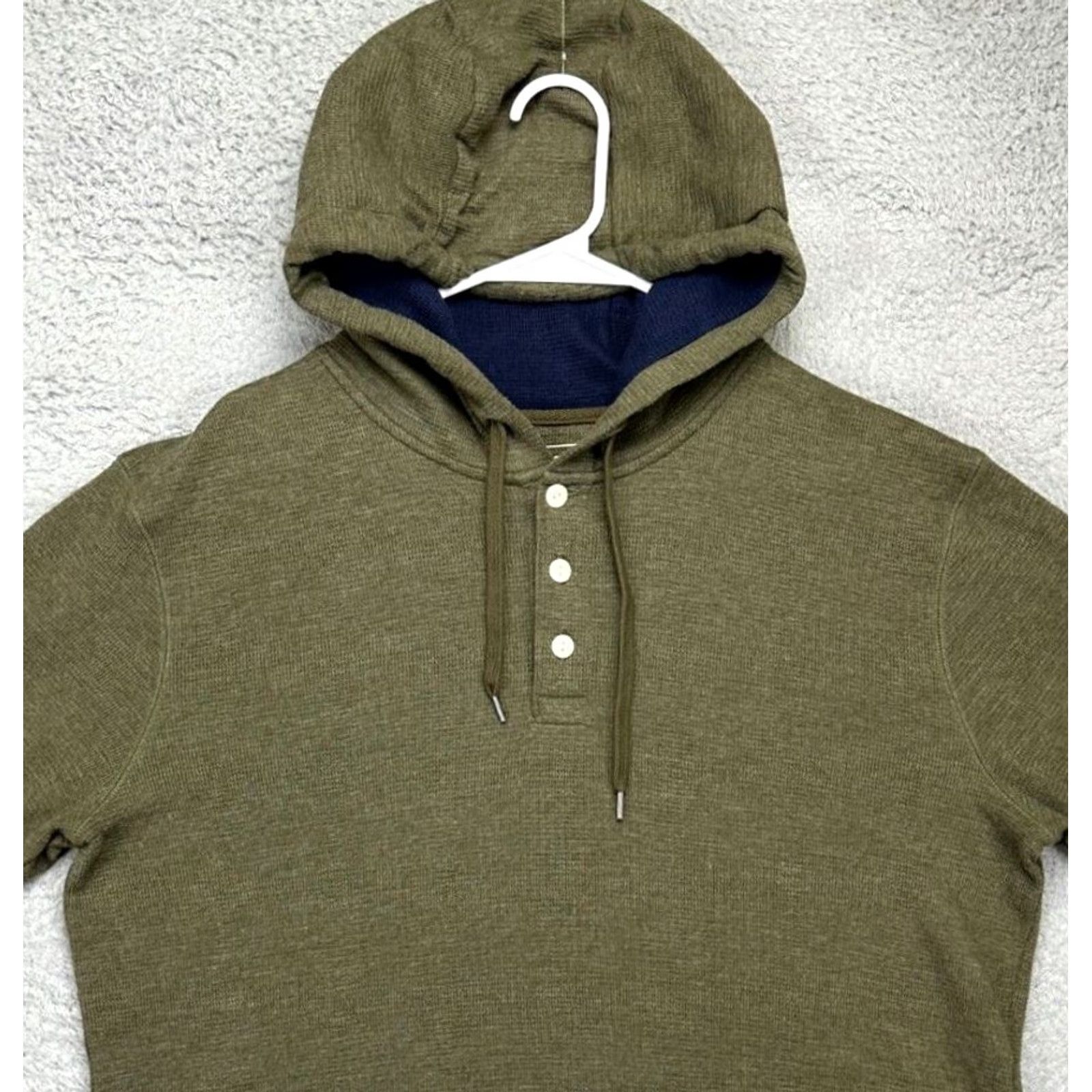 Vintage VINTAGE American Eagle Hoodie Shirt Mens Medium Green Thermal Henley Drawstring Public? Size US M / EU 48-50 / 2 - 2 Thumbnail