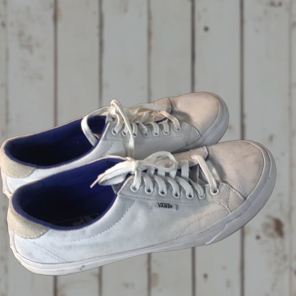 Vans VANS Off The Wall White Canvas Sneakers Women’s Size 9.5 – Lace Up Low Top Athletic Shoes for Casual Activewear Size US 9.5 / IT 39.5 - 1 Thumbnail