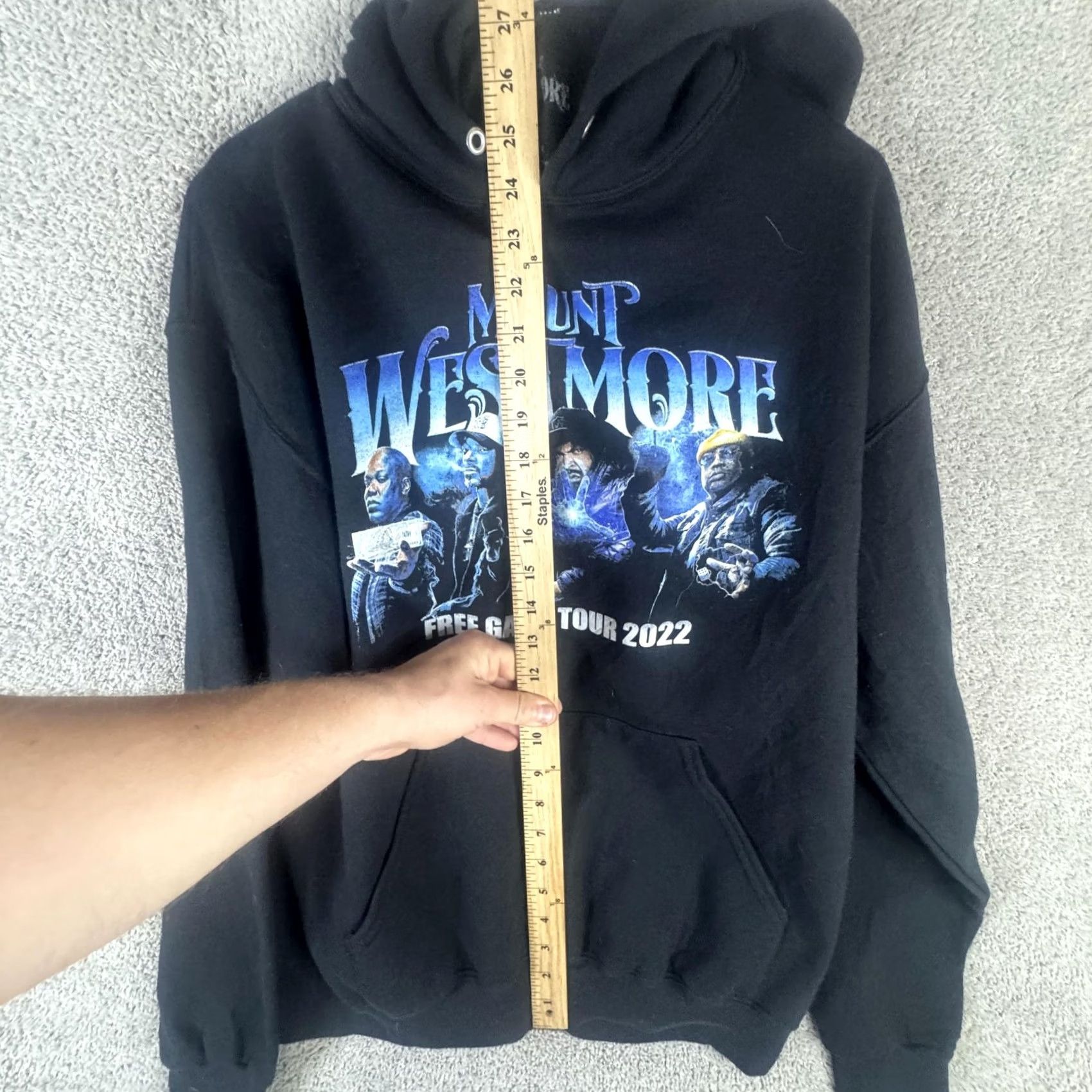 Vintage Mount Westmore Hoodie Mens M Black Fleece Sweatshirt Graphic Print Front Back Free Game Tour 2022 Hip Hop Concertwear Logo Pockets Size US M / EU 48-50 / 2 - 7 Thumbnail
