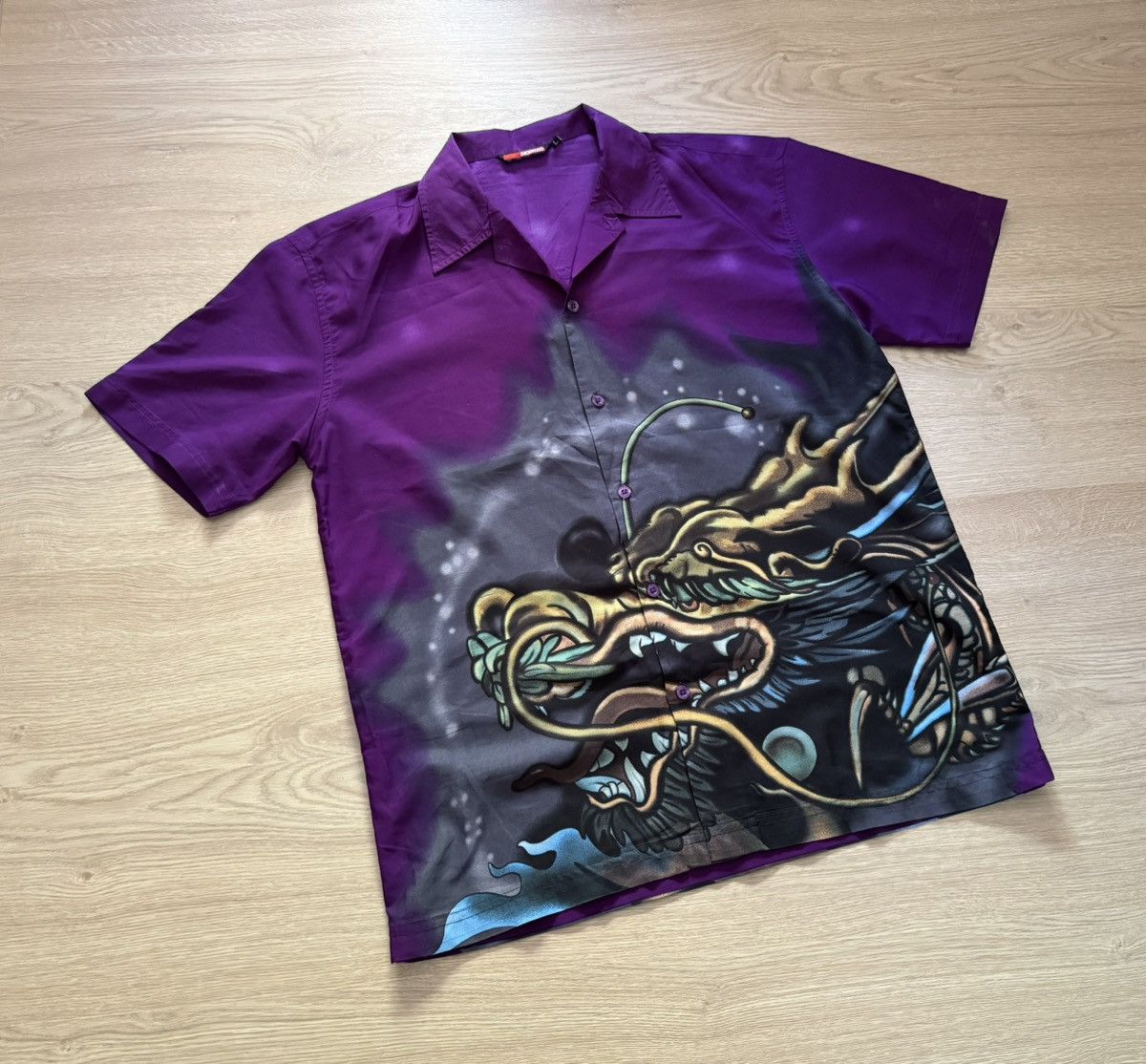 Vintage Vintage 90s Giorgio All Over Print y2k Japanese Dragon Shirt Size US L / EU 52-54 / 3 - 1 Thumbnail