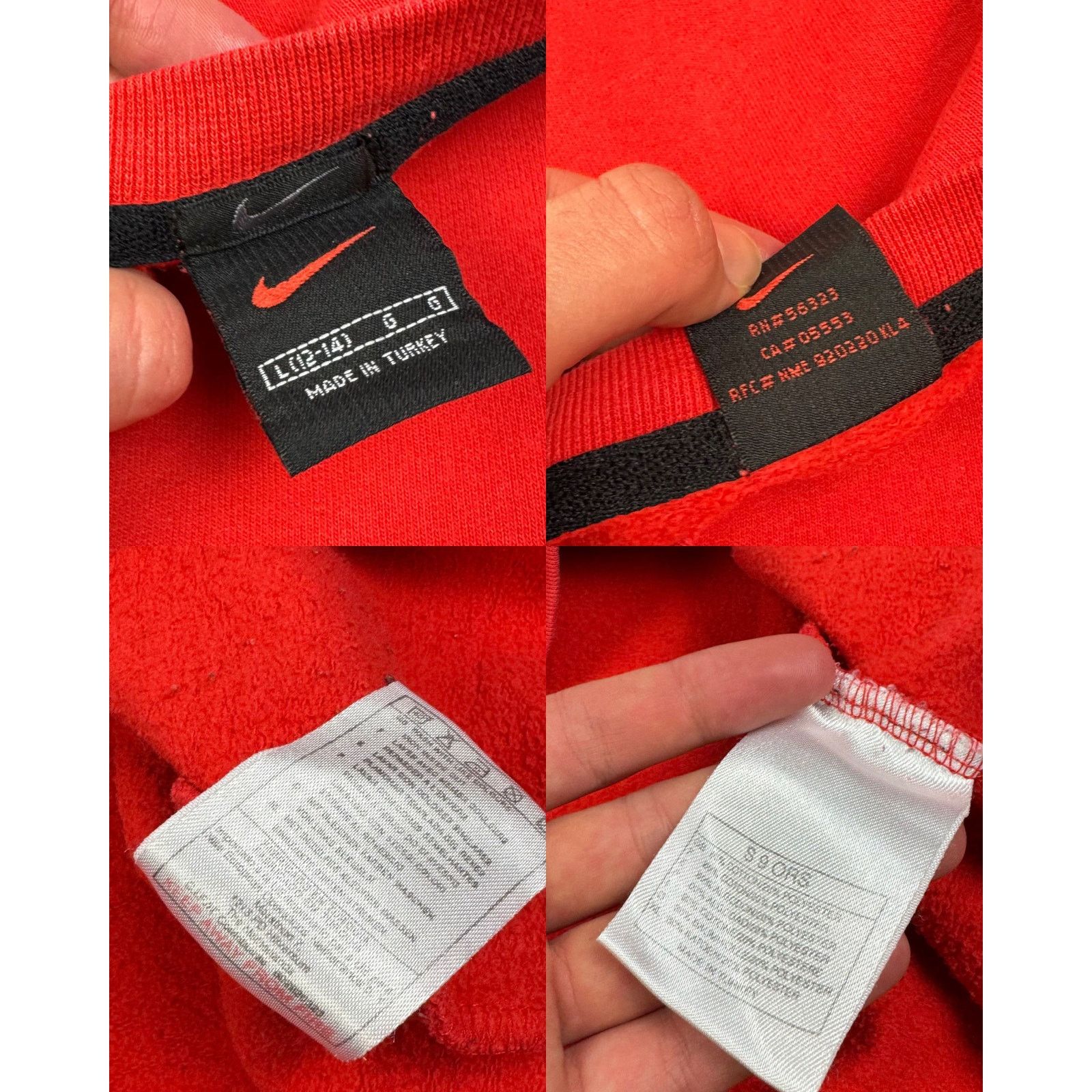 Nike Nike Red Cotton Fleece Lined Spellout Sweatshirt L (12-14) Size L / US 10 / IT 46 - 2 Thumbnail